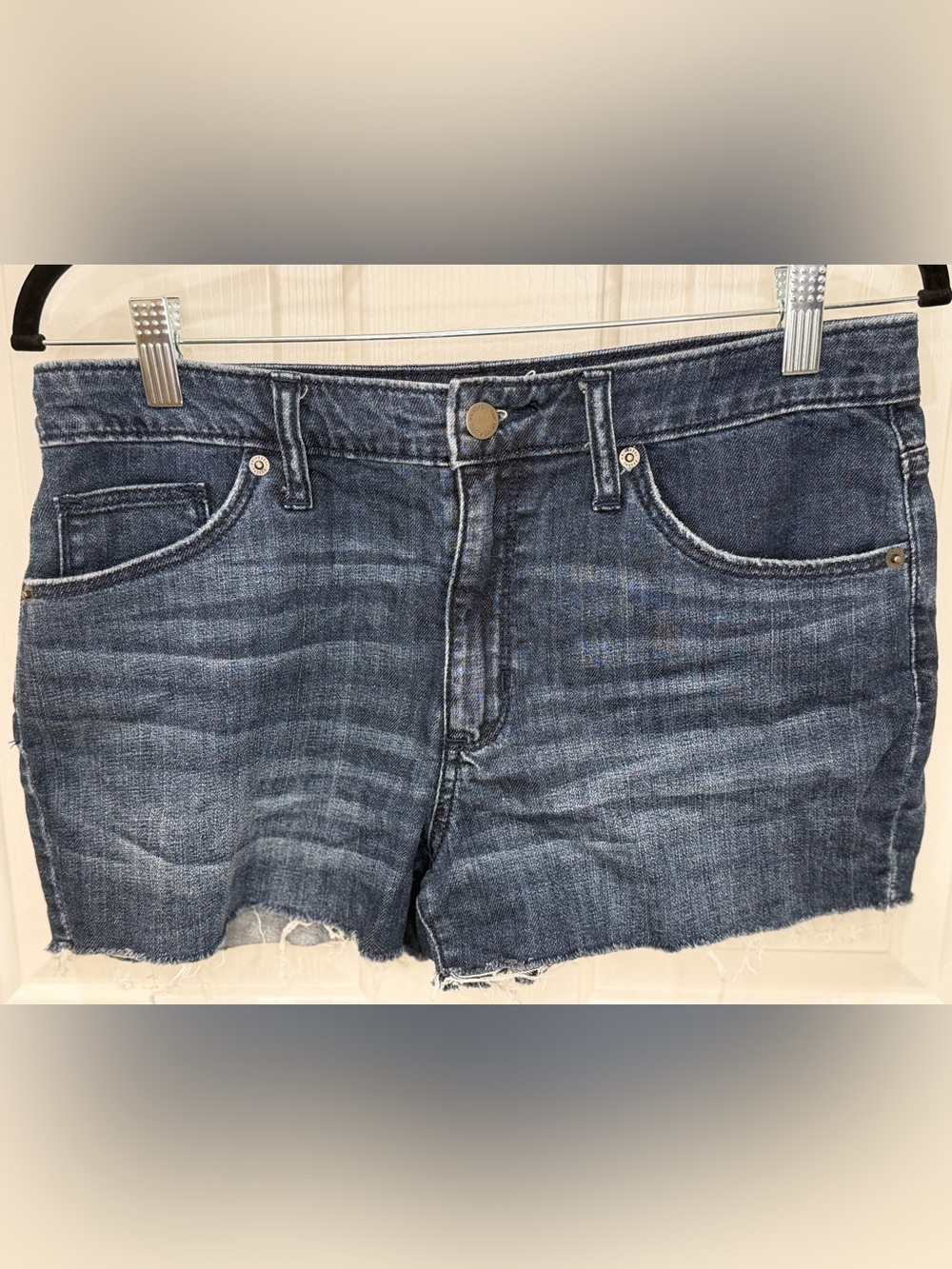 Universal Thread Classic Raw-Hem Denim Shorts in Dark Wash - Women